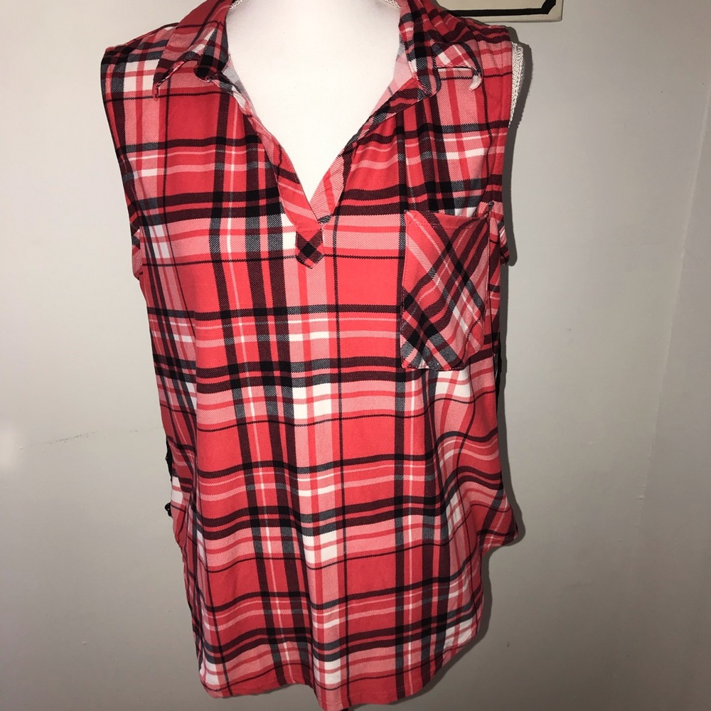 Plaid with lace back no boundaries fall shirt 2XL